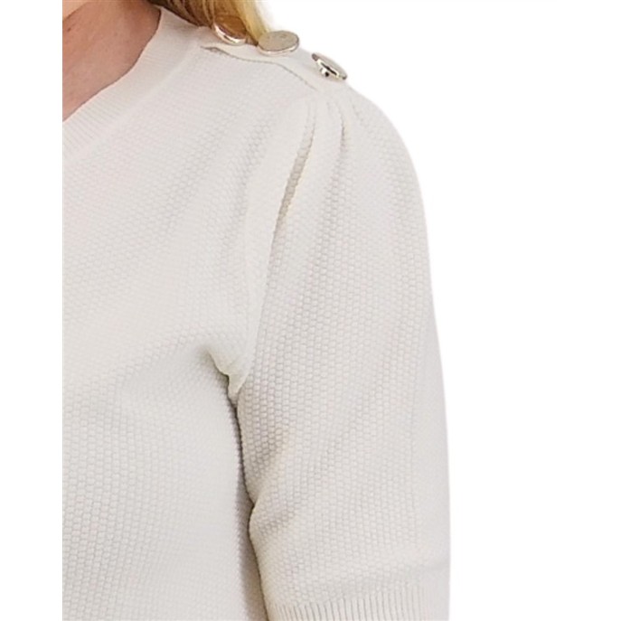 Enjoy Pullover korte mouw 892155 schouder knopen Wit